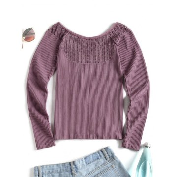 Thumbhole Eyelet Long leeve port Top - Purple