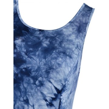 Tie Dye ace Asymmetrical Hem Tank Top - Blue