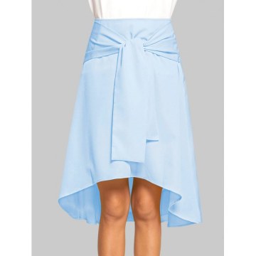 Tie Front High Low kirt - Light ky Blue