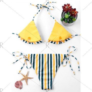 Tie Side Striped Bikini Set -