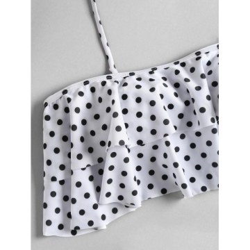 Tier Flounce Polka Dot Bikini - White