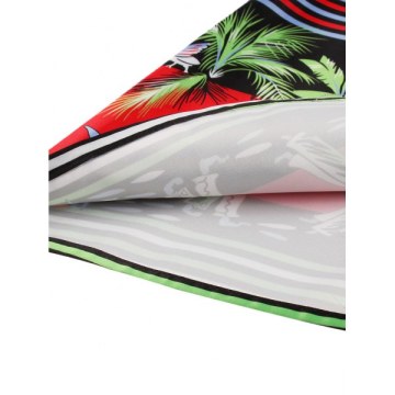 Tribe Print Striped Panel A Line Dress - Black