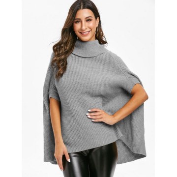 Turtleneck Cloak Jumper Sweater - Gray One