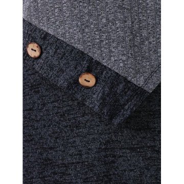 Turtleneck Contrast Overlay Dress - Dark Gray