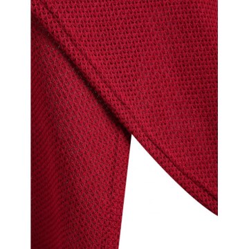 Turtleneck Crossover Front Buttoned Sweater - Red Wine