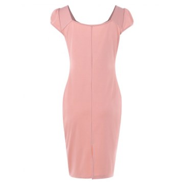 Twisted Chest Summer Plain Dress - Pink
