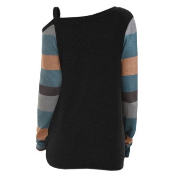 Twisted Skew Neck Color Block Knitwear -