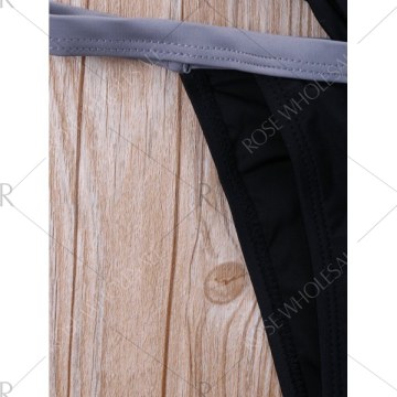 Two Tone Cut Out Bikini Set - Black