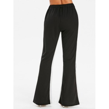 Two Tone High Rise Boot Cut Pants - Black