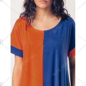 Two Tone Middle East Casual Maxi Dress - Orange   Blue