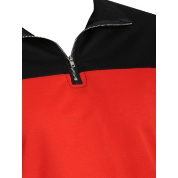 Two Tone Short Sweatshirt with Half Zipper -