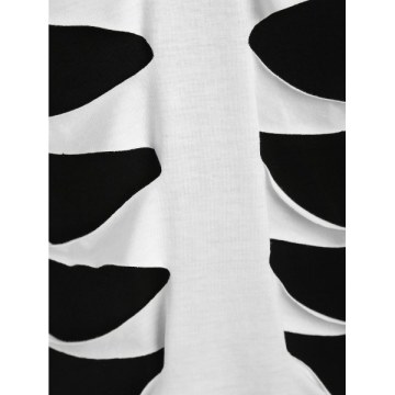 Two Tones Long Sleeve Tearing T-shirt - White