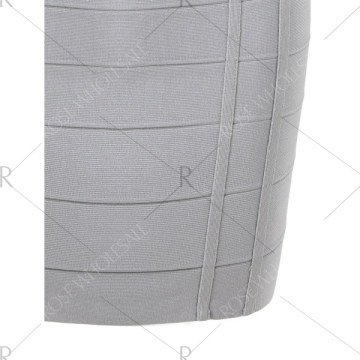 V Neck Sleeveless Bandage Dress - Gray