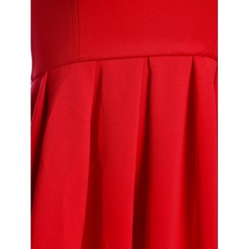 V Neck Strapless Prom Maxi Dress - Red