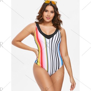 Vertical Striped One-piece Swimsuit -
