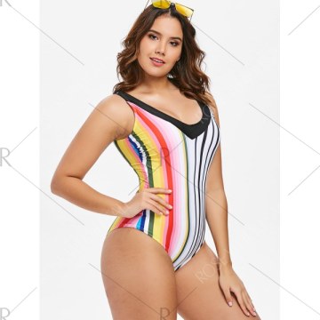 Vertical Striped One-piece Swimsuit -