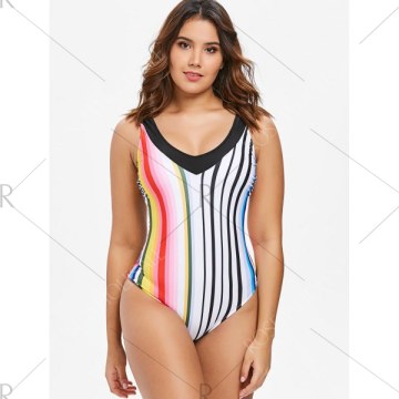 Vertical Striped One-piece Swimsuit -