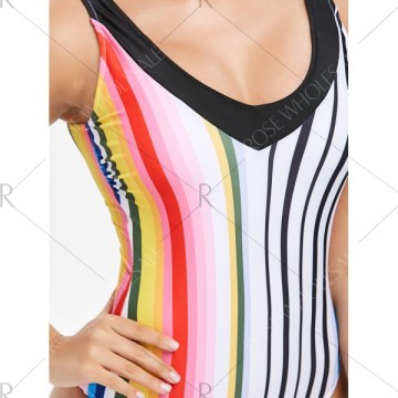 Vertical Striped One-piece Swimsuit -