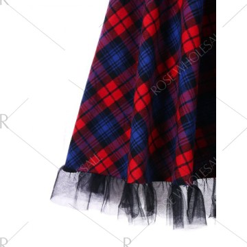 Vintage Plaid Halter Flare Dress -