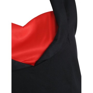 Vintage Sleeveless Contrast Dress - Black