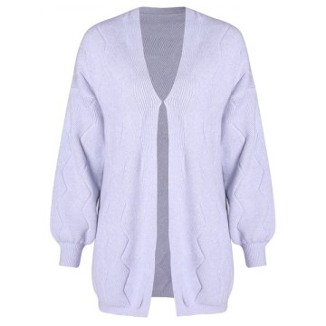 Wave Pattern Drop Shoulder Cardigan - Light Blue
