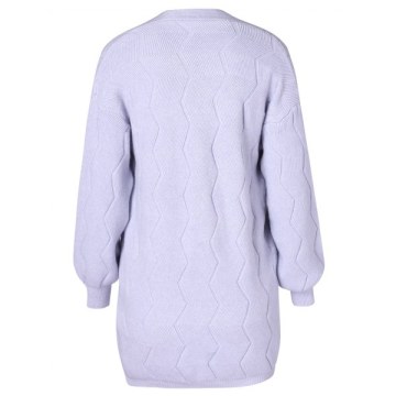 Wave Pattern Drop Shoulder Cardigan - Light Blue