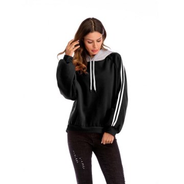Women's ong Sleeve  Hoodies  Pullover Hoodie Sweatshirts - Black
