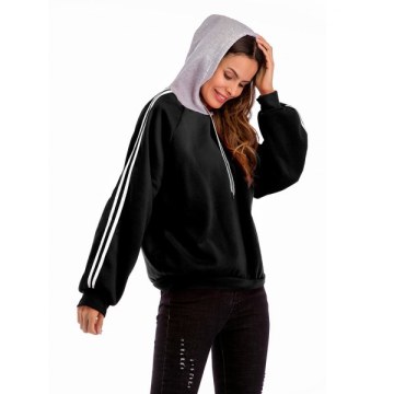 Women's ong Sleeve  Hoodies  Pullover Hoodie Sweatshirts - Black