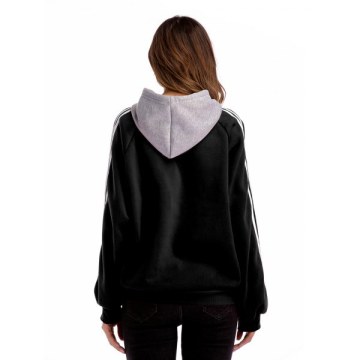 Women's ong Sleeve  Hoodies  Pullover Hoodie Sweatshirts - Black