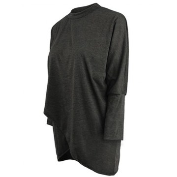 Women's Pure Color  Long Sleeve Jumper Casual Knitwear Tops - Gray
