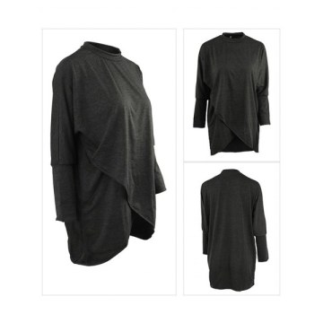 Women's Pure Color  Long Sleeve Jumper Casual Knitwear Tops - Gray