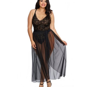 Women Sexy Halter Two Piece Of Babydoll Lingeries - Black