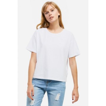 ZAN.STYLE Box Cut Side Slit T-shirt - White