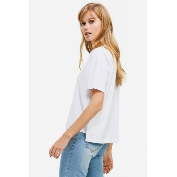 ZAN.STYLE Box Cut Side Slit T-shirt - White