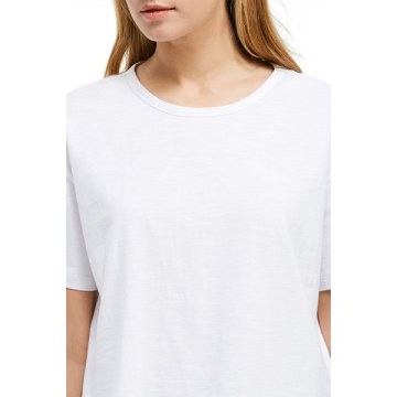 ZAN.STYLE Box Cut Side Slit T-shirt - White