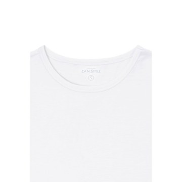 ZAN.STYLE Box Cut Side Slit T-shirt - White