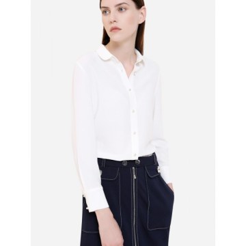 ZAN.STYLE Button Front Polyester Blouse - White