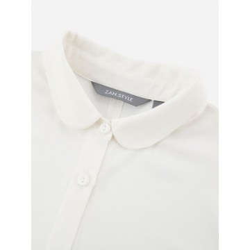 ZAN.STYLE Button Front Polyester Blouse - White