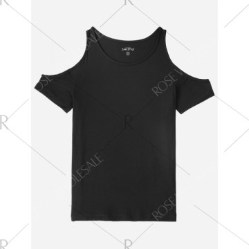 ZAN.STYLE Cold Shoulder T-shirt - Black