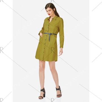 ZAN.TYLE Collar hirt Dress - Mustard