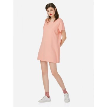 ZAN.STYE Crew Neck Shirt Dress - Pink