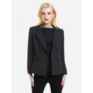 ZAN.TYLE Pinstripe Blazer - Black tripe
