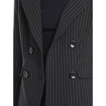 ZAN.TYLE Pinstripe Blazer - Black tripe