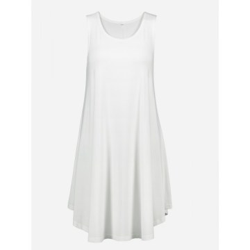 ZAN.STYLE Sleeveless Swing Tunic Dress Tank Top - Milk White