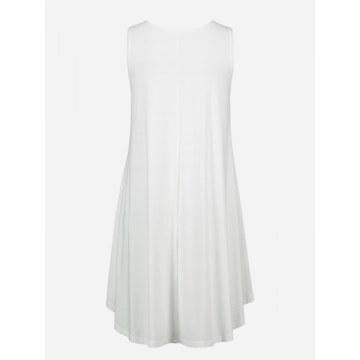 ZAN.STYLE Sleeveless Swing Tunic Dress Tank Top - Milk White