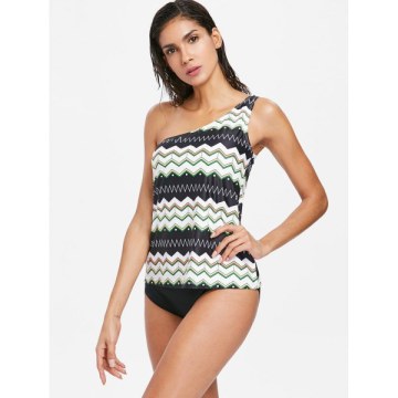 Zig Zag One houlder Tankini et - White