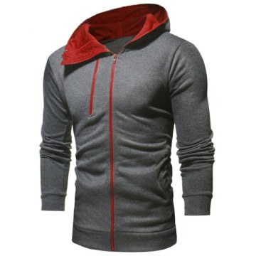 Zip Embellish Casual Hoodie - Carbon Gray