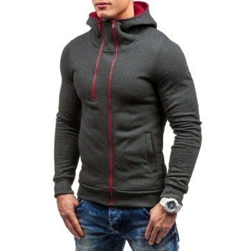 Zip Embellish Casual Hoodie - Carbon Gray