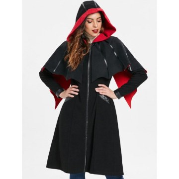 Zip Front Halloween Costume Coat - Black