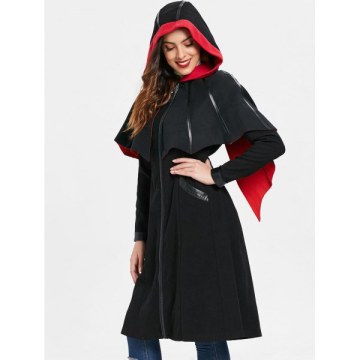 Zip Front Halloween Costume Coat - Black
